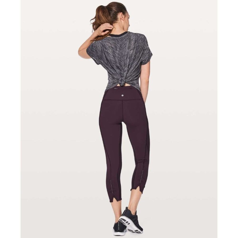 Lululemon On Your Mark Crop 23 Leggings Ribbed Panel Athleisure Yoga Gym 2